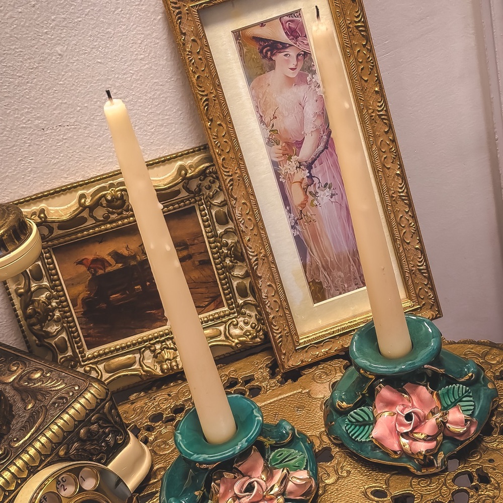 Antique Dresden Germany Candlestick Holders Victorian Porcelain